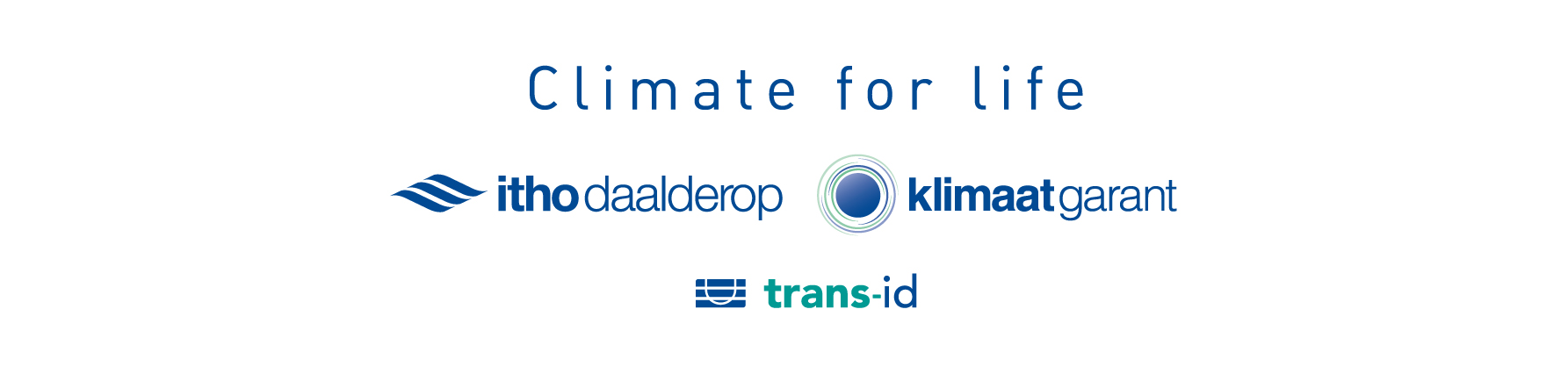 Dit is een afbeelding van alle logo's van de bedrijven die onder Climate for life vallen. Waaronder Trans-id.